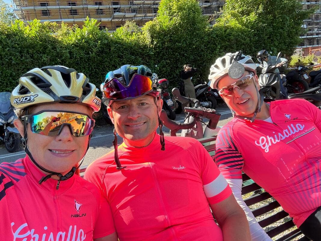 Cyclist on road in lake como