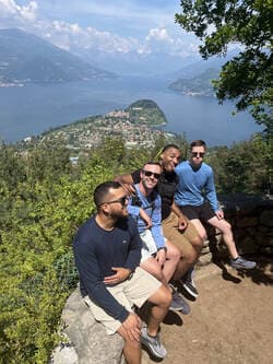 Cyclists on Lake Como in Beautiful Weather