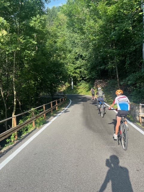 Cyclists stopped at an overlook