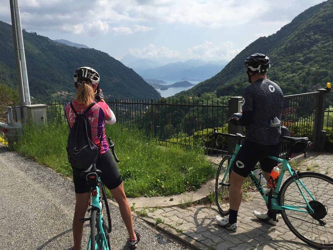 Cyclists Admiring Lake Como View