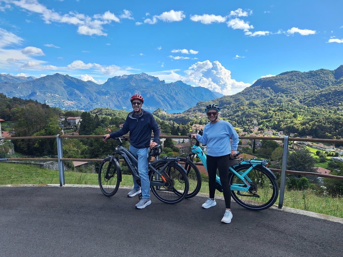 Cyclists at a Chapel Near Bellagio