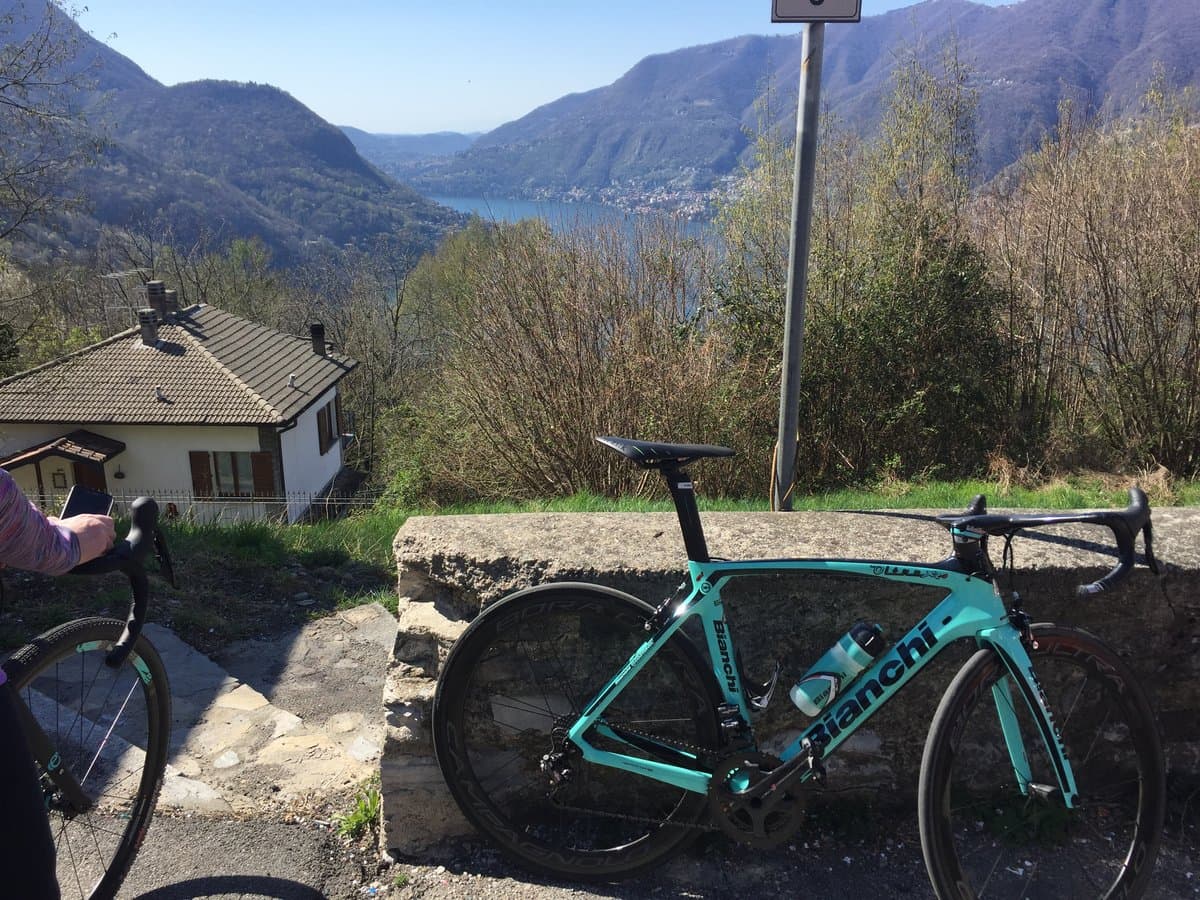 Cyclist Near Lake Como Viewpoint