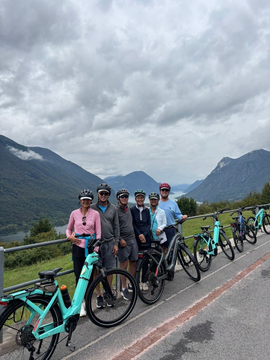 Group of Cyclists on Lake Como