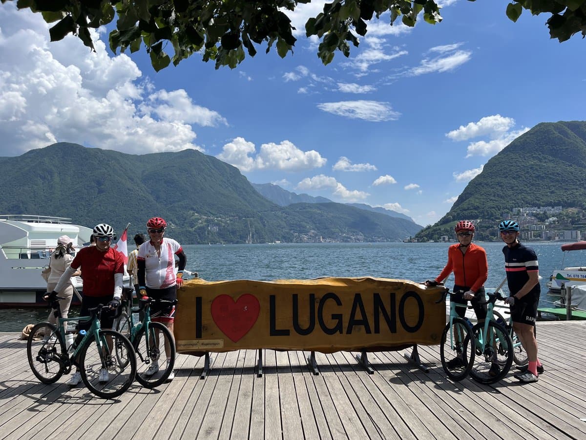 Cyclists at Lake Lugano