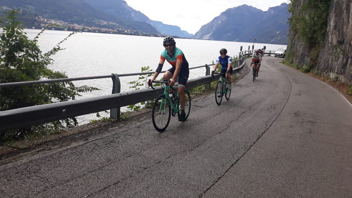 Biking next to lake como