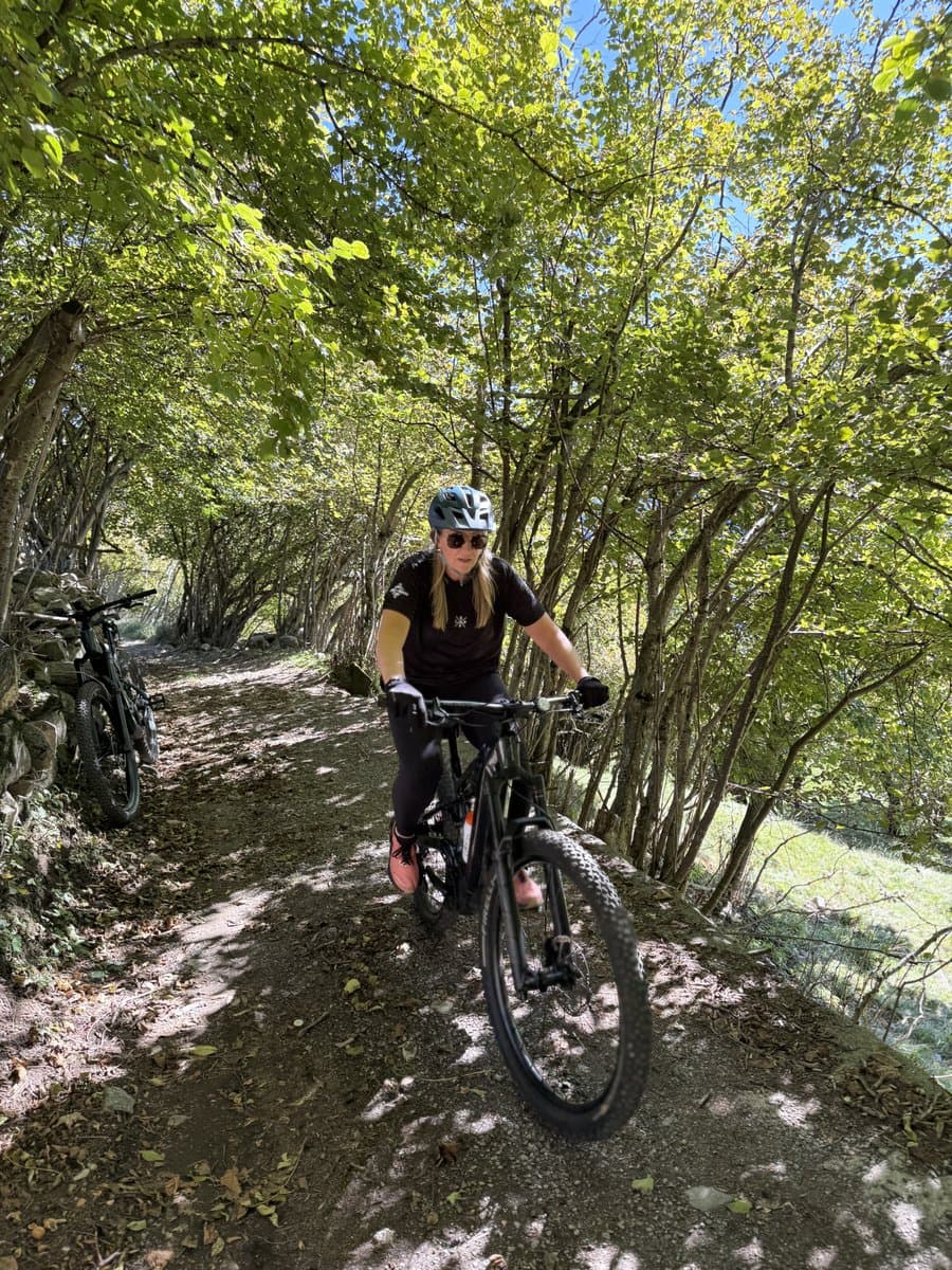 Cyclist on a mountain trail