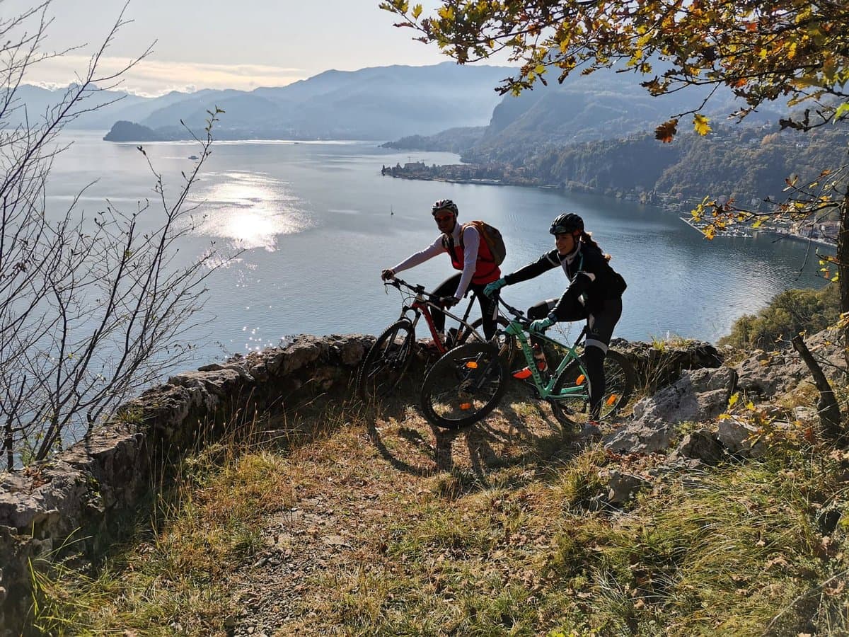 Cyclists Enjoying Views on Lake Como Cyclists Enjoying Views on Lake Como