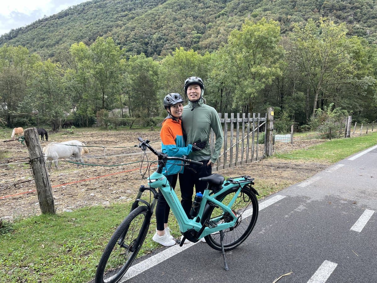 Cyclists enjoying wine and food lake como Cyclists enjoying wine and food lake como