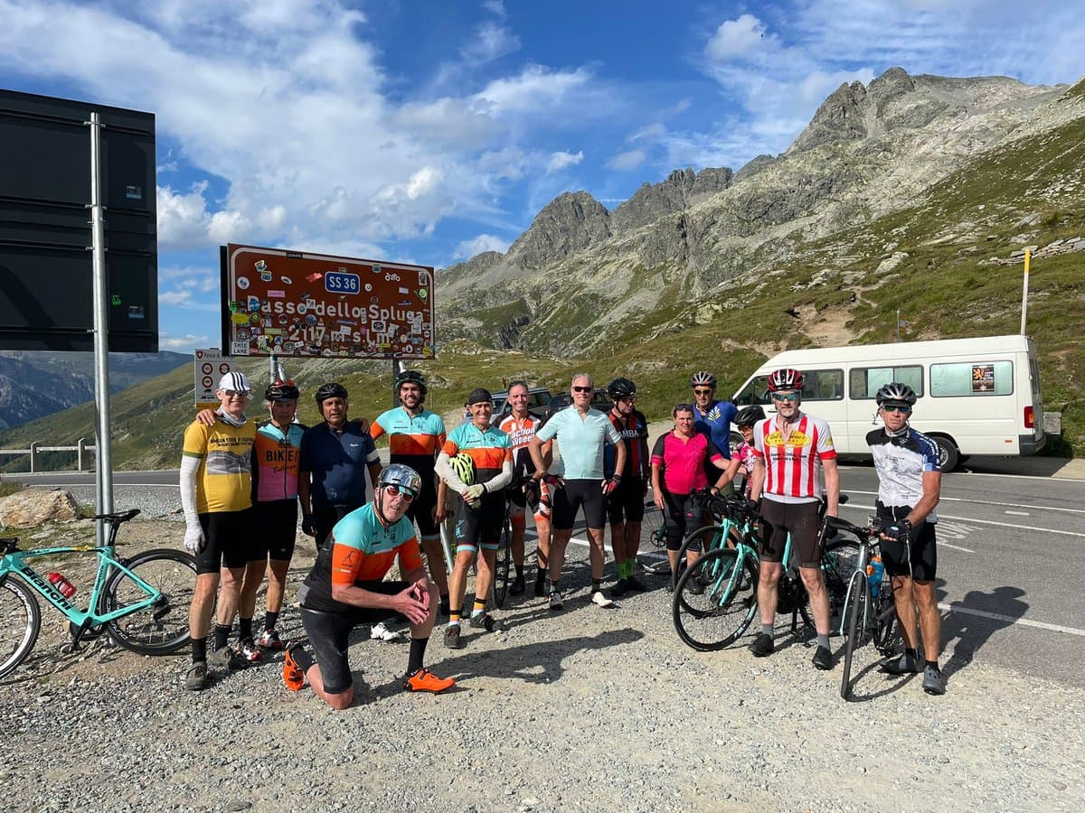 Cyclists on Splügen Pass Cyclists on Splügen Pass